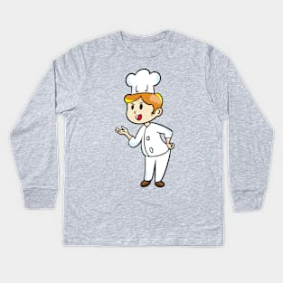 chef cartoon character  drawing design Kids Long Sleeve T-Shirt